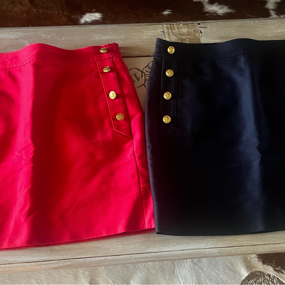 J. Crew Navy and Red Mini Pencil Skirts Nautical, Preppy